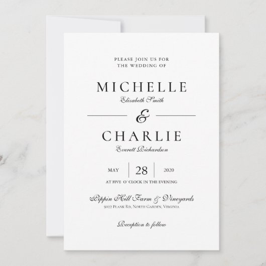 Élégant minimaliste Faire-part de mariage simple (Devant)