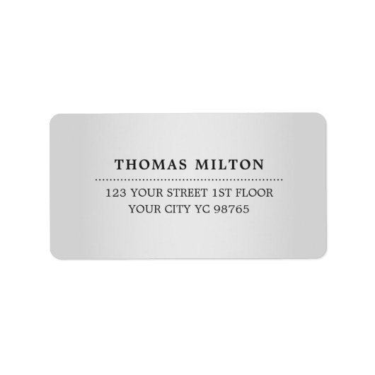 Élégant minimaliste Faux Étiquette noir argent (Devant)