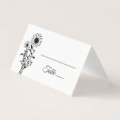 Élégant minimaliste floral noir Mariage blanc (Front)