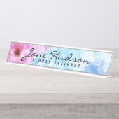 Elégant minimaliste Flower Design Desk Nom Plaque (Devant)