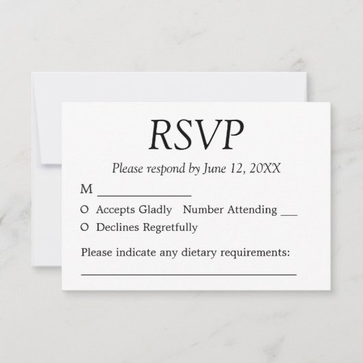 Elégant minimaliste mariage carte RSVP (Devant)