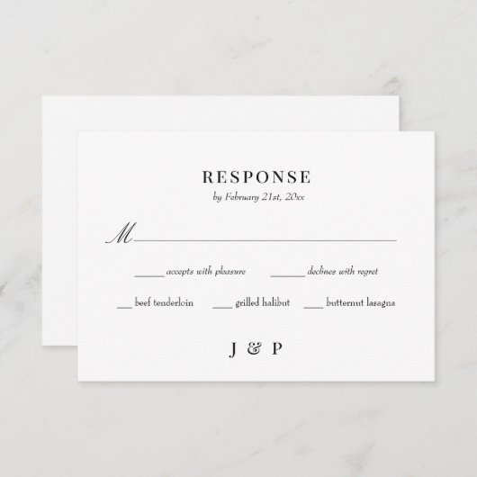 Elégant minimaliste mariage carte RSVP (Devant / Derrière)