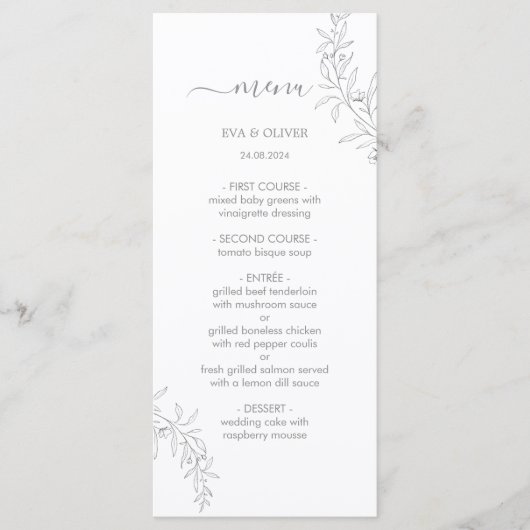 Elégant minimaliste Mariage Cartes de menu (Devant)