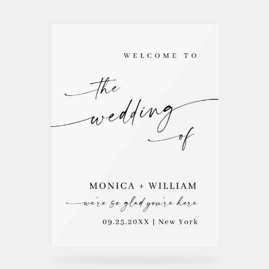 Élégant minimaliste Mariage d'accueil (Recto)