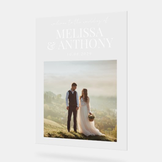 Élégant minimaliste Mariage de bienvenue photo (Angle)