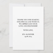 Élégant minimaliste Mariage photo Carte de remerci (Dos)