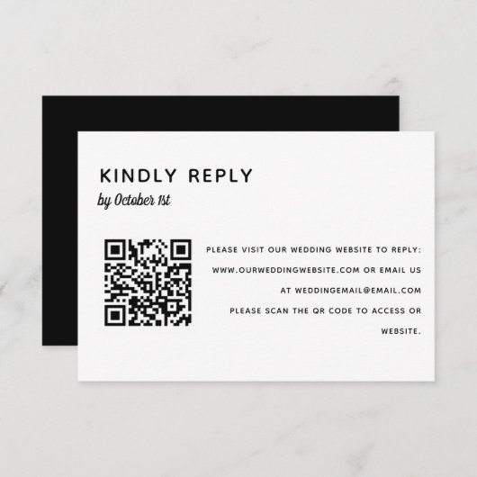 Elégant minimaliste mariage RSVP QR Code en ligne (Devant / Derrière)