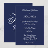 Elégant minimaliste Marine Blue Wedding Invitation (Devant / Derrière)