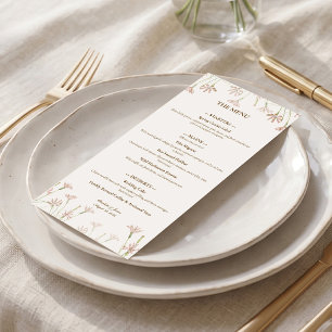 Élégant Minimaliste Menu de Mariage Fleur de Champ
