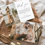 Élégant minimaliste Merci Mariage photo<br><div class="desc">Faites preuve de gratitude avec nos élégantes cartes de remerciement avec un script moderne et votre photo mariage préférée. Ces cartes offrent un design élégant et minimaliste qui complète parfaitement toute esthétique mariage. Personnalisez-les avec un message sincère d'appréciation pour transmettre vos remerciements à vos amis et à votre famille pour...</div>