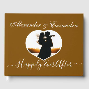 Élégant minimaliste moderne Brown Mariage livre d'