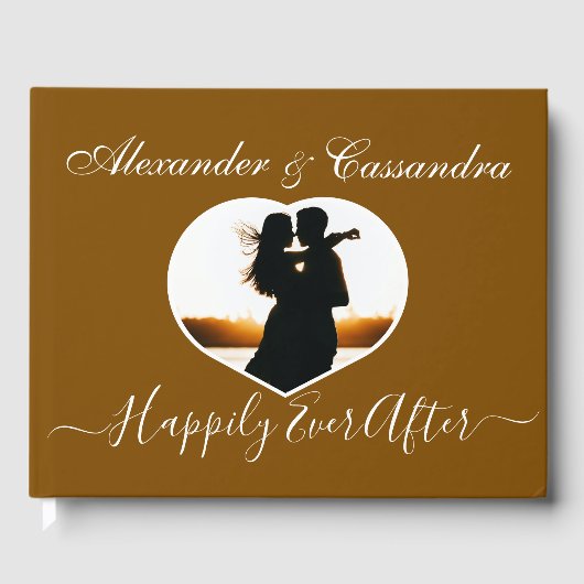 Élégant minimaliste moderne Brown Mariage livre d' (Recto)