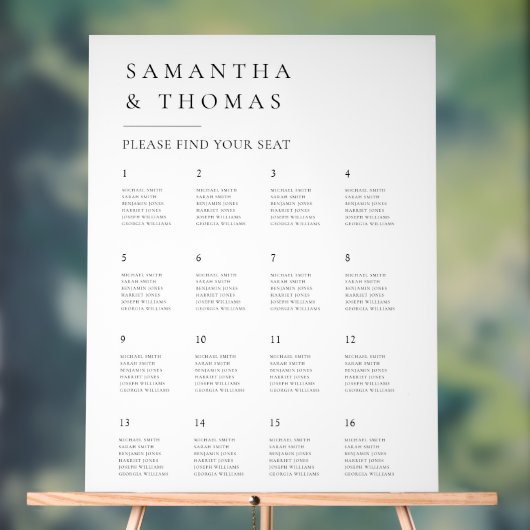 Élégant minimaliste moderne Mariage Seating Chart (Neutre)