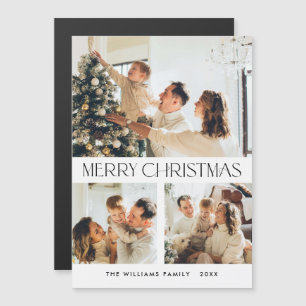Élégant minimaliste Noël 3 PHOTO Carte magnétique