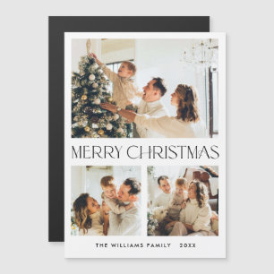 Élégant minimaliste Noël 3 PHOTO Carte magnétique