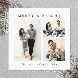 Élégant minimaliste Noël 3 PHOTO Carte magnétique