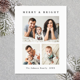 Élégant minimaliste Noël 3 PHOTO Carte magnétique
