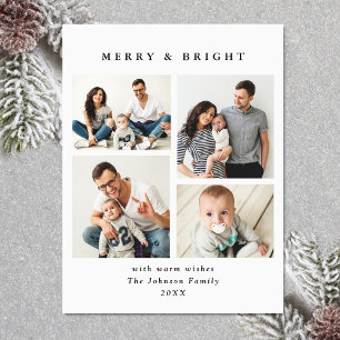 Élégant minimaliste Noël 4 PHOTO Carte magnétique