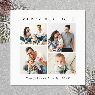 Élégant minimaliste Noël 4 PHOTO Carte magnétique