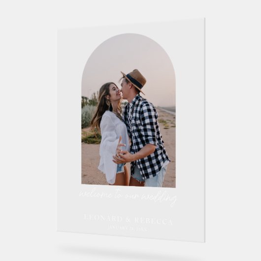 Élégant minimaliste photo Mariage en acrylique (Angle)