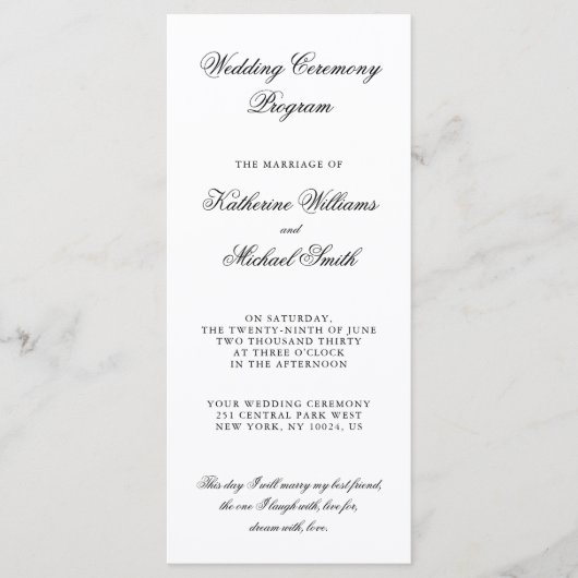 Élégant minimaliste programmes de mariage blanc (Devant)