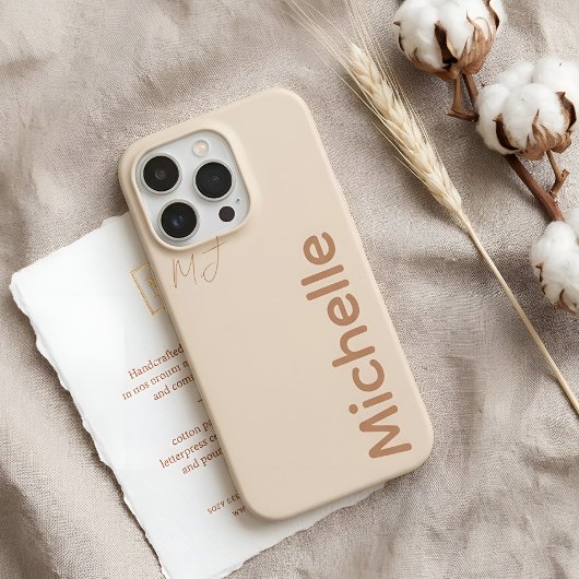 Élégant Minimaliste Sable d'Oatmeal Terracuite Nom