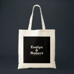 Élégant minimaliste Sac fourre-tout de Mariage noi<br><div class="desc">Cet élégant sac fourre-tout minimaliste en mariage noir est parfait pour un mariage rustique. Le design comporte une belle police dans un arrière - plan noir pour embellir votre événement.</div>