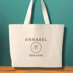Élégant minimaliste Sac fourre-tout Monogramme Or