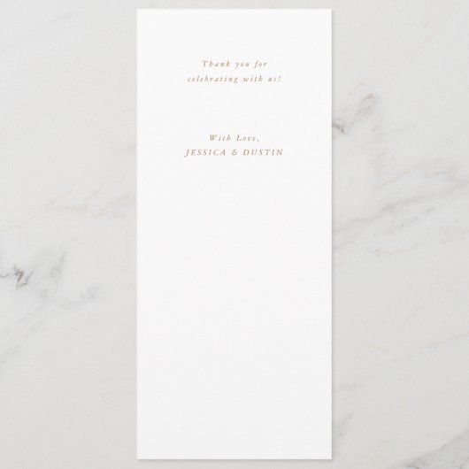 Élégant minimaliste Script Gold Mariage Menu (Dos)
