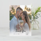 Élégant minimaliste script Mariage photo Merci (Debout devant)