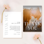Élégant minimaliste simple Mariage de typographie<br><div class="desc">Partagez vos remerciements les plus sincères avec le Carte de remerciements de Mariage Elegant Simple Minimalist Photo Typography, qui présente une superposition de typographie propre sur votre photo mariage préférée. Ce design moderne et minimaliste allie élégance intemporelle et simplicité, ce qui en fait un moyen chic d'express de votre gratitude....</div>