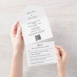 Élégant minimaliste tout en un mariage Invitation