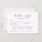 Élégant minimaliste violet simple mariage RSVP (Devant)