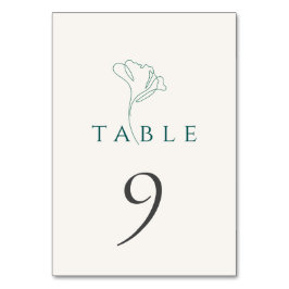 Elegant Minimalistic Emerald Wedding Table Number Kaart
