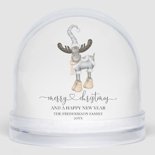 Elegant Minimalistic Nordic Merry Christmas Sneeuwbol (Voorkant)