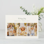 Elegant minimalistisch 4 foto collage script Merri Feestdagenkaart (Staand voorkant)