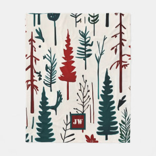 Elegant minimalistisch Abstract bos monogram Fleece Deken