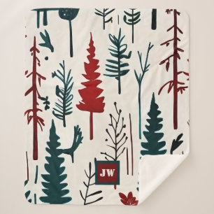 Elegant minimalistisch Abstract bos monogram Sherpa Deken