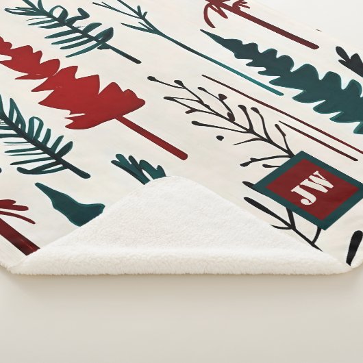 Elegant minimalistisch Abstract bos monogram Sherpa Deken (3/4)