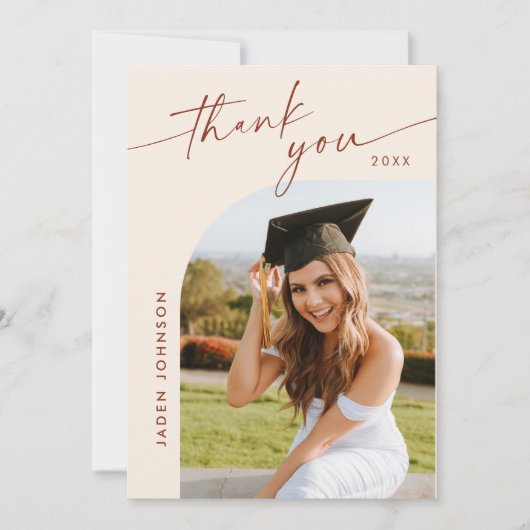 Elegant minimalistisch Afstuderen 2 foto Bedankkaart (Voorkant)