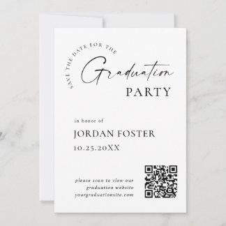 Elegant minimalistisch Afstuderen foto QR code Save The Date
