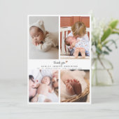 Elegant minimalistisch Baby shower met meerdere fo Bedankkaart (Staand voorkant)
