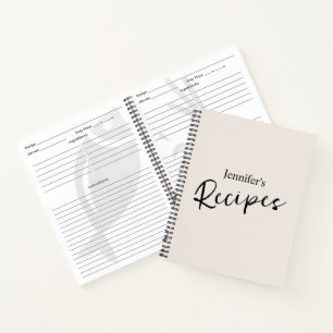 Elegant minimalistisch beige recept notitieboek