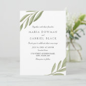 Elegant minimalistisch blad botanische bruiloft kaart (Staand voorkant)