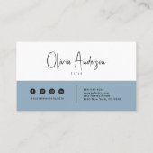 Elegant minimalistisch blauw neutraal boho chic mo visitekaartje (Achterkant)