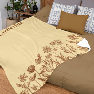 Elegant minimalistisch bloemendesign met monogram sherpa deken