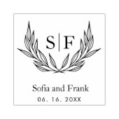 Elegant Minimalistisch Botanisch Bruiloft Monogram Rubberstempel (Afrduk)