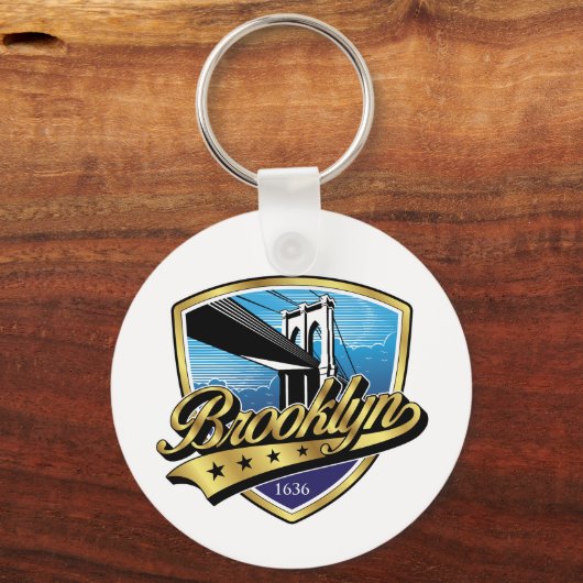 Elegant Minimalistisch Brooklyn Logo Ontwerp Sleutelhanger (Achterkant)
