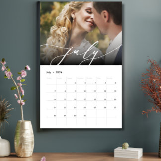 Elegant minimalistisch bruiloft modern fotoscript kalender
