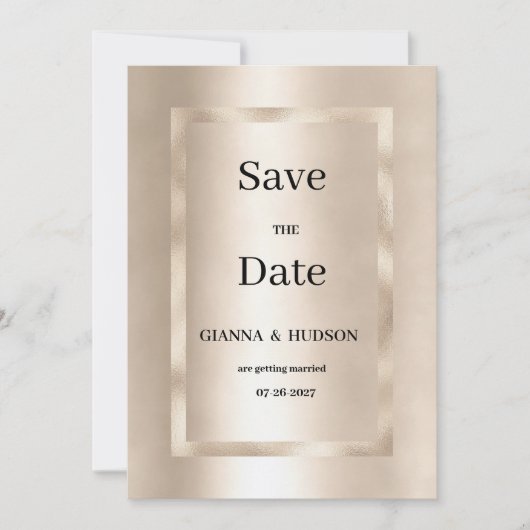 Elegant minimalistisch champagnegoud Save the Date Kaart (Voorkant)
